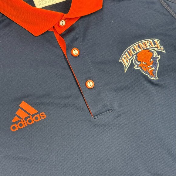 Adidas NCAA Bucknell Bison Short Sleeve Polo Shirt Stretch Blue Large - Picture 3 of 7